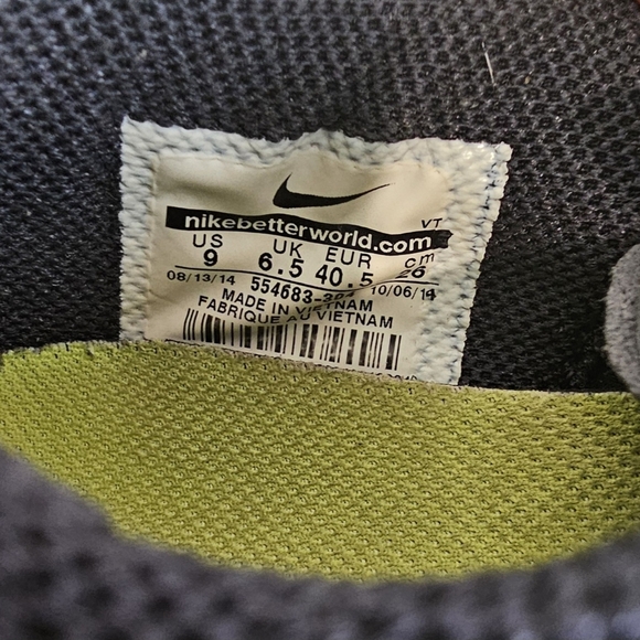 Nike Women's Lime Green W/Black & Blue Accent Sneakers/Running Shoes Size 9 - Picture 5 of 11